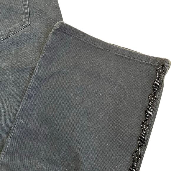Lauren Ralph Lauren Sz 14 Aztec Beaded Black Pants Jeans Cotton Bootcut Relaxed - Picture 13 of 16